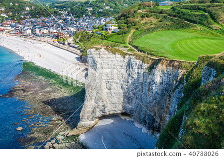 White cliffs on the coast of France near the town  40788026