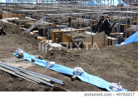 Construction site before construction of concrete foundation 40788817