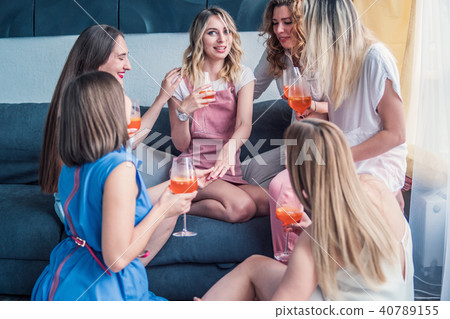 Beautiful Women Friends Having Fun At Bachelorette Party 40789155