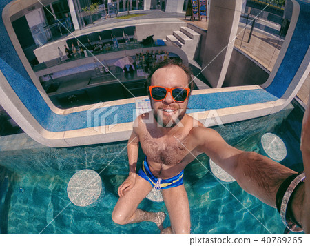 Happy manin the pool summer time slowmotion in thailand Happy manin the pool summer time slowmotion in thailand 40789265