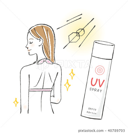 防曬噴霧和泳裝的女人 防曬噴霧和泳裝的女人 40789703