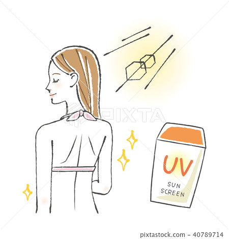 Woman in sunscreen and swimsuit 40789714