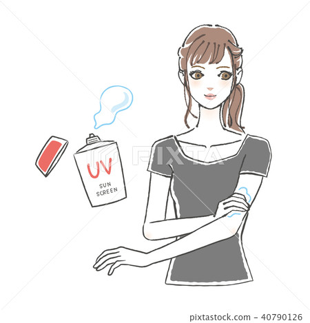 應用防曬T恤的女人 應用防曬T恤的女人 40790126