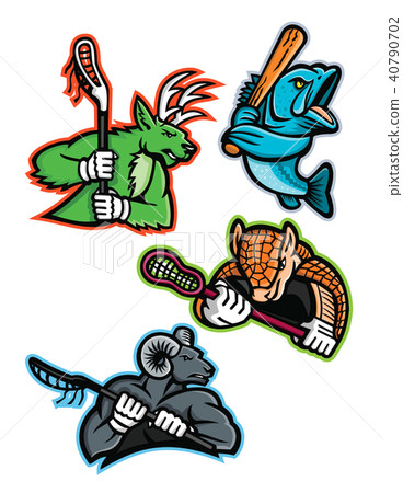 Lacrosse and Baseball Sports Mascot Collection 40790702