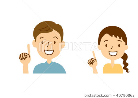 Adult 2 opening smile finger pointing chest top Adult 2 opening smile finger pointing chest top 40790862