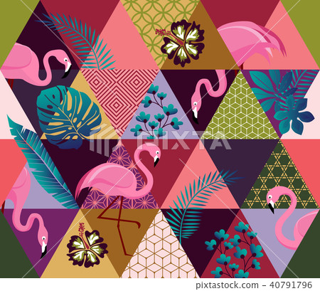 Seamless pattern with Flamingos bird Seamless pattern with Flamingos bird 40791796