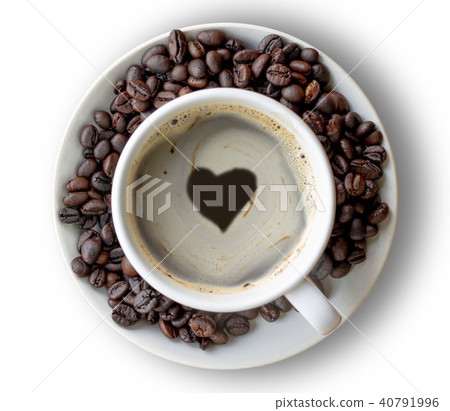 heart shape or love symbol on coffee cup heart shape or love symbol on coffee cup 40791996