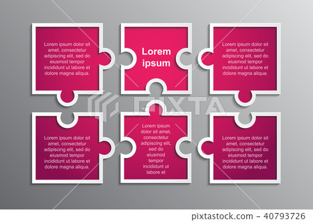 Puzzle Pieces Square Infographic 6 Step Process. 40793726