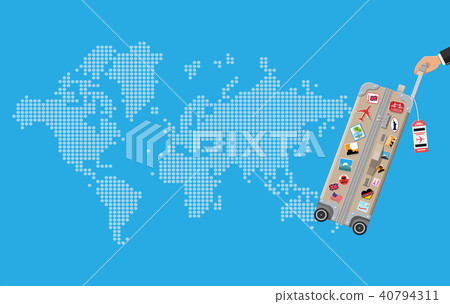 Travel bag in hand. Trolley on wheels 40794311