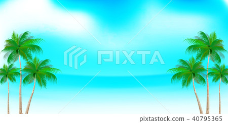 Sea Summer Palm Trees Background Stock Illustration