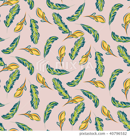 Tropical leaves and flowers seamless vector pattern. Tropical leaves and flowers seamless vector pattern. 40796582