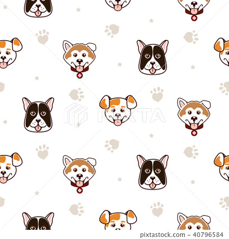 Cute dogs animal seamless vector pattern. - Stock Illustration ...