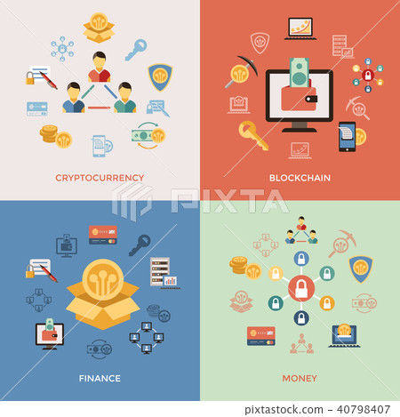 Digital vector line icons set blockchain pack - Stock Illustration ...