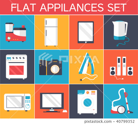 Flat modern kitchen appliances set icons concept. 40799352