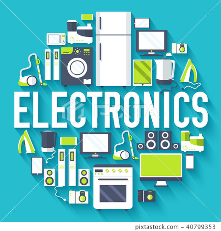 Home electronics appliances circle infographics 40799353