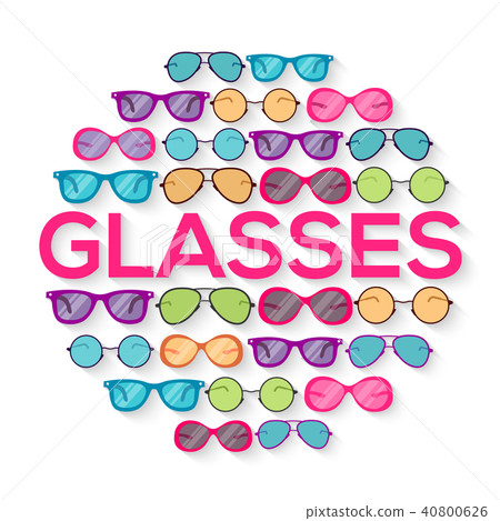 Colorful glasses on brick wall circle infographics 40800626