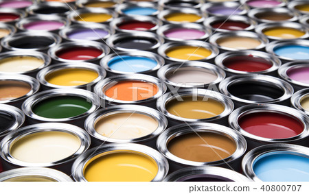Collection of colored paints cans 40800707