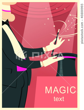 Magician man doing a trick with Magic wand 40800993