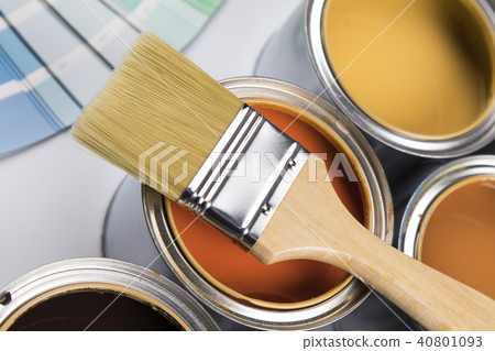 Can with paint and paintbrush Can with paint and paintbrush 40801093