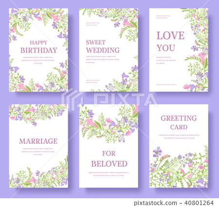 Set of flower invitation cards or banner brochure 40801264