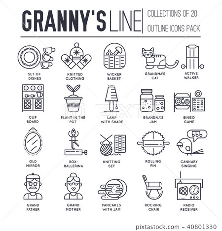 Grannys day thin icons design illustration set 40801330