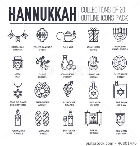 Happy hanukkah day thin line illustration 40801476