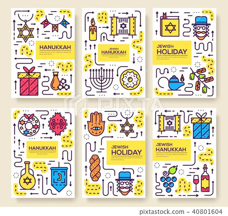Set of line happy hanukkah day pattern concept.  40801604