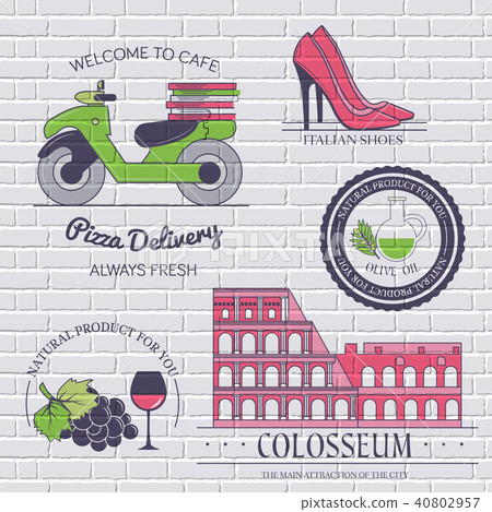 Italy country set label. Template of emblem elemen 40802957