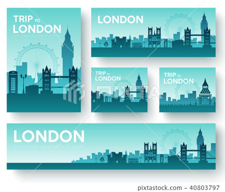Set of England landscape country ornament travel 40803797
