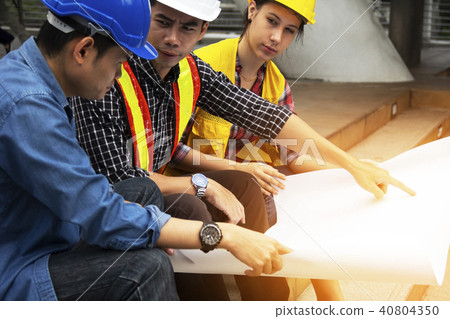 Engineer worker meeting create home building. Engineer worker meeting create home building. 40804350