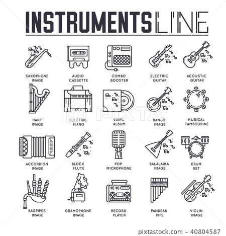 Variety of different music instruments and playing 40804587