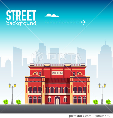 Museum building in city space with road on flat  40804589