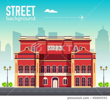 Museum building in city space with road on flat  40804591