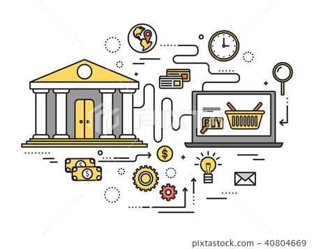 Thin line online shopping modern illustration  40804669