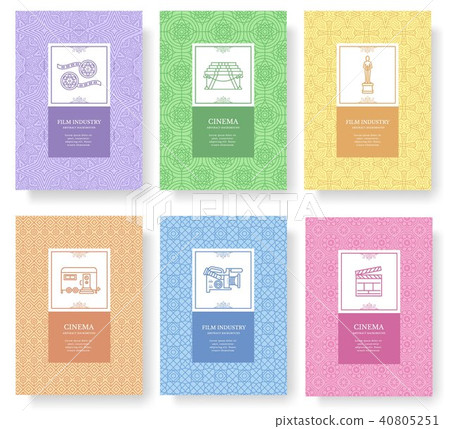 Set of thin line cinema vacation pattern concept. Set of thin line cinema vacation pattern concept. 40805251