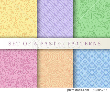 Set of linear pastel style concept. Outline elemen 40805253