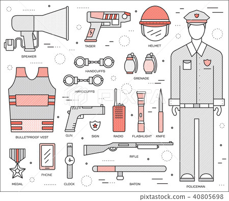 police uniform and set protection staff equipment police uniform and set protection staff equipment 40805698