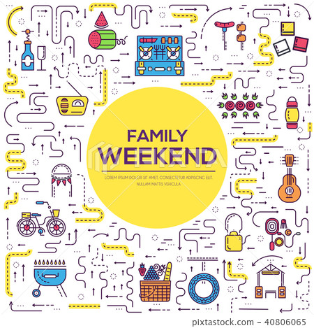 Thin line man and woman standing at grill  40806065