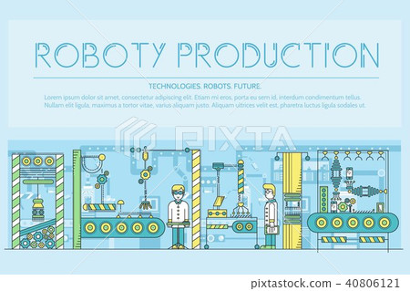 People working on robots assembly line vector  40806121