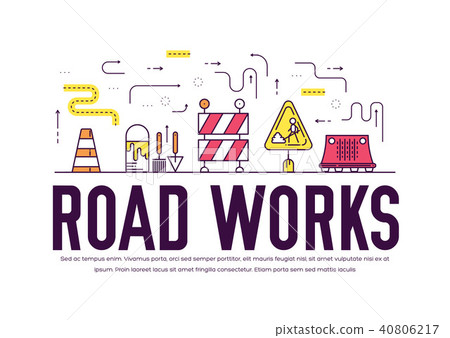 People at road works vector outline concept.  40806217