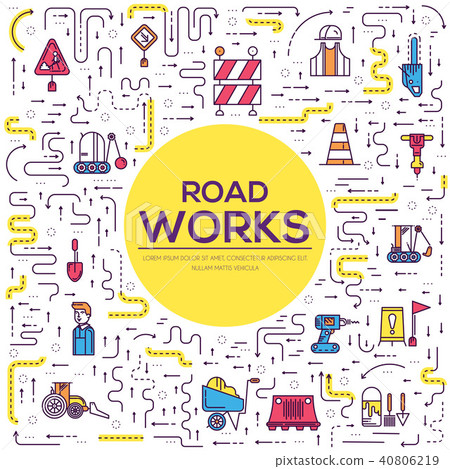 People at road works vector outline concept. 40806219