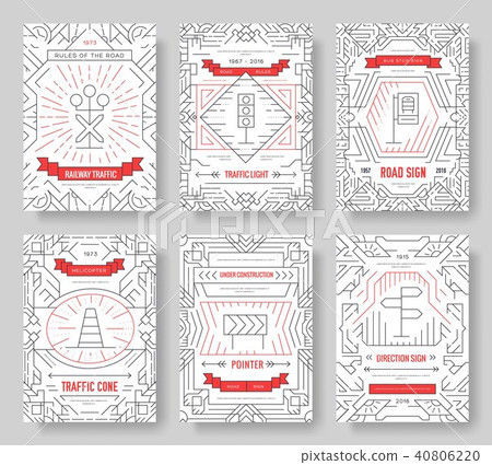 Traffic light day vector brochure cards set. Urban 40806220