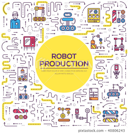 People working on robots assembly line vector  40806243