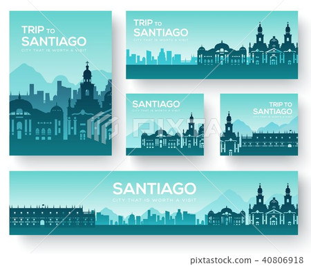 Set of Santiago landscape country ornament travel Set of Santiago landscape country ornament travel 40806918