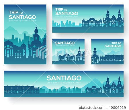 Set of Santiago landscape country ornament travel Set of Santiago landscape country ornament travel 40806919