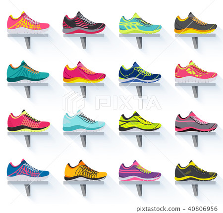 big flat illustration collection set of sneakers 40806956