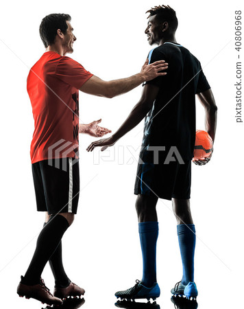 soccer players men isolated silhouette white background 40806968