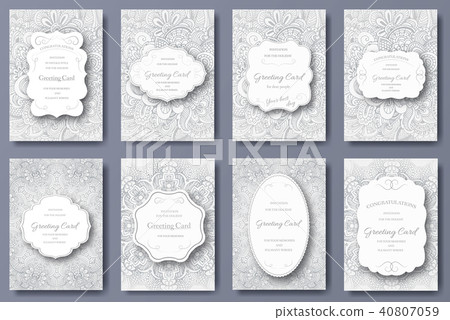 Set of wedding card flyer pages ornament Set of wedding card flyer pages ornament 40807059