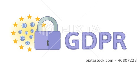 GDPR and online security. Padlock and personal accounts in EU circle of stars. GDPR, RGPD. General GDPR and online security. Padlock and personal accounts in EU circle of stars. GDPR, RGPD. General 40807228