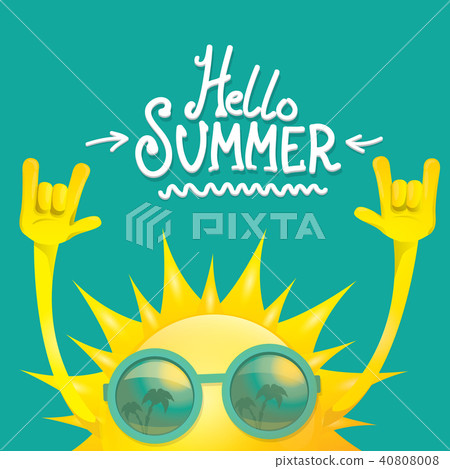 hello summer funky rock n roll vector label isolated on azure. summer party background with funky hello summer funky rock n roll vector label isolated on azure. summer party background with funky 40808008